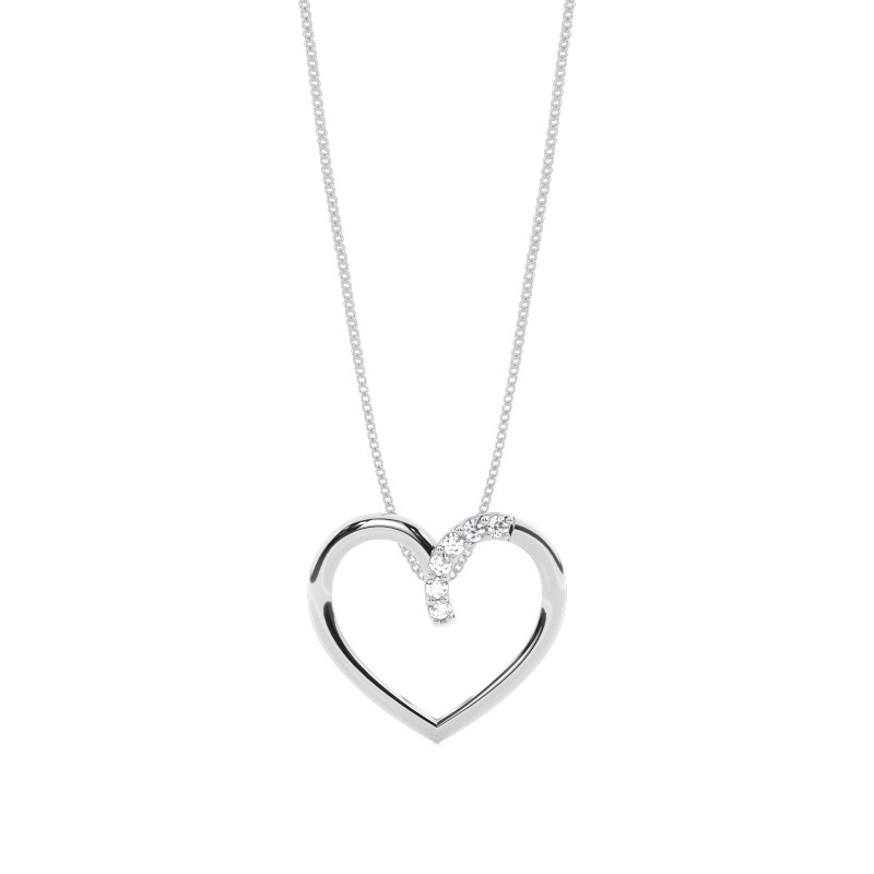 White Gold Heart Diamond Pendants