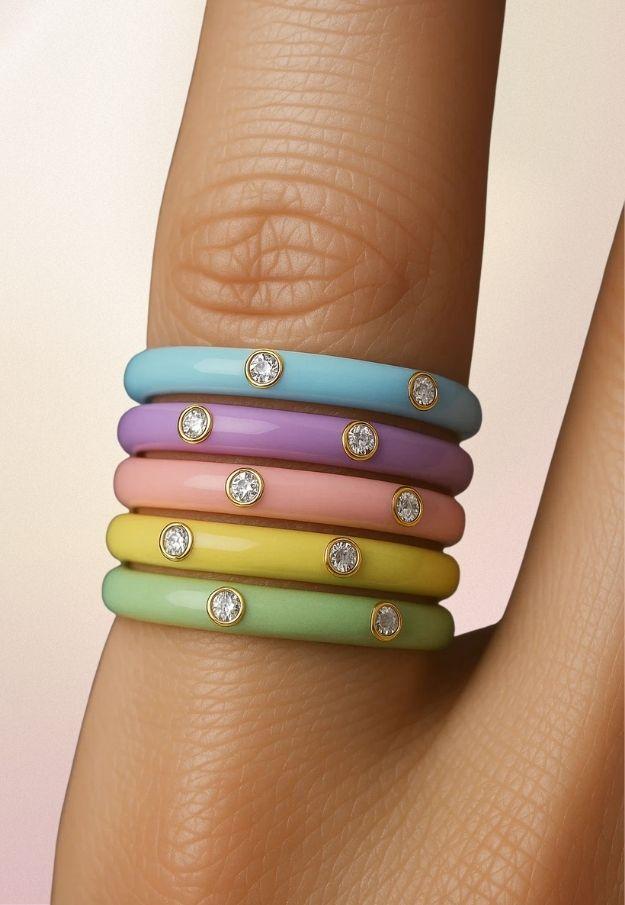 Enamel Diamond Rings 