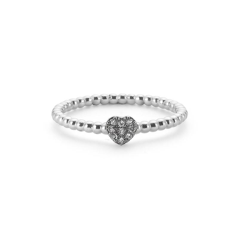Minimal Heart Pave Diamond Ring
