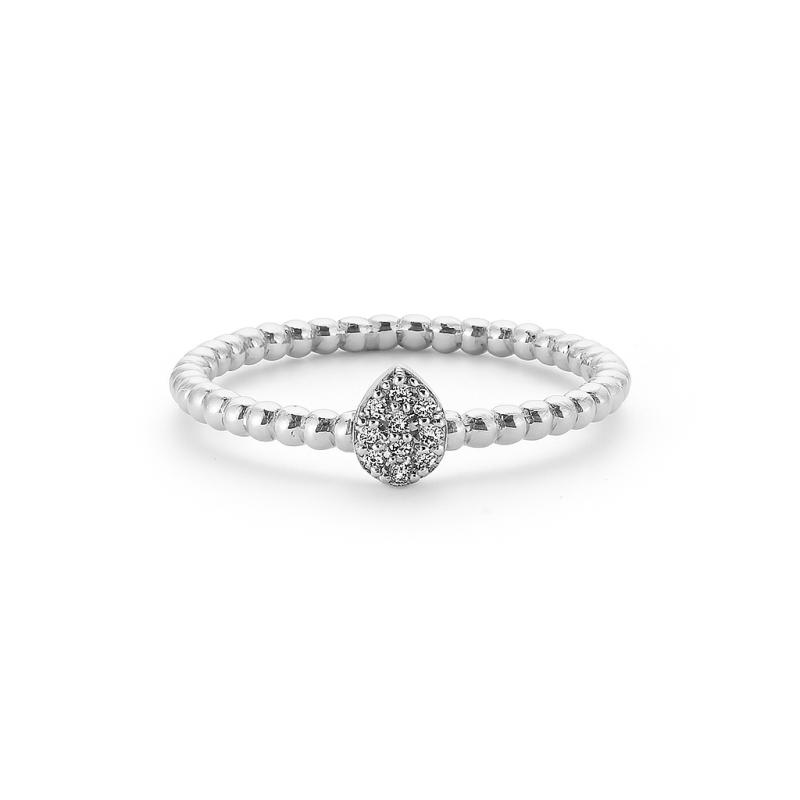 Classic Teardrop Pave Diamond Ring