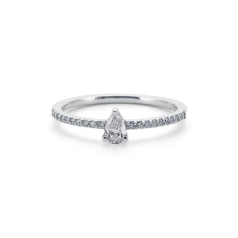 Teardrop Diamond Side Stone Ring