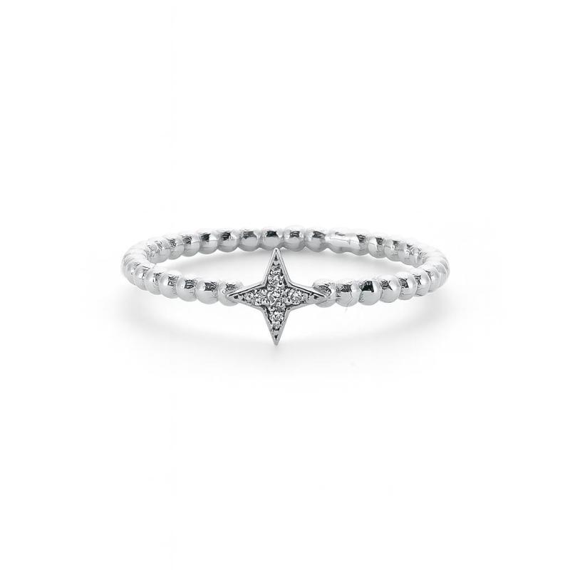 Modern Star Pave Diamond Ring