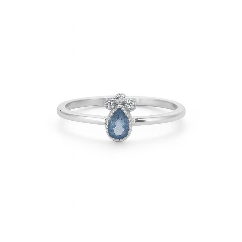 Blue Topaz Teardrop & Diamond Accent Ring