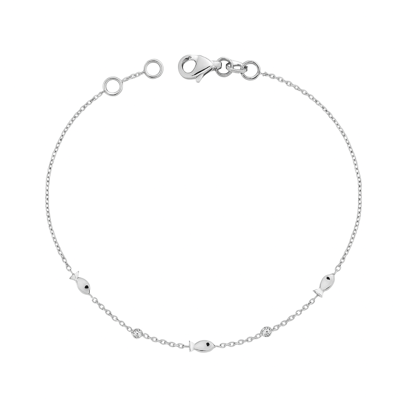 Enamel Fish & Diamond Chain Bracelet