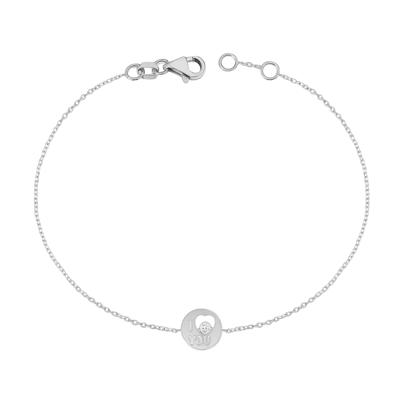 I Love You Enamel & Diamond Chain Bracelet
