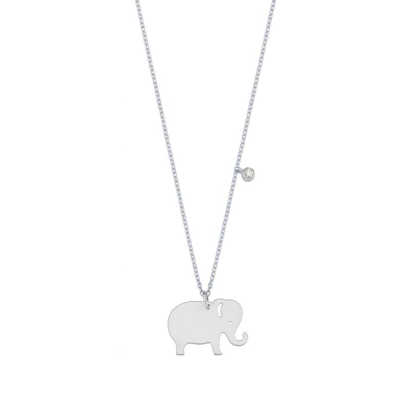 Diamond Elephant Pendant Necklace