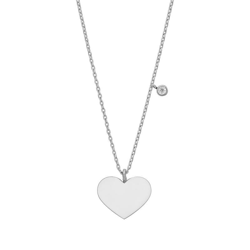Minimal Diamond Heart Pendant Necklace