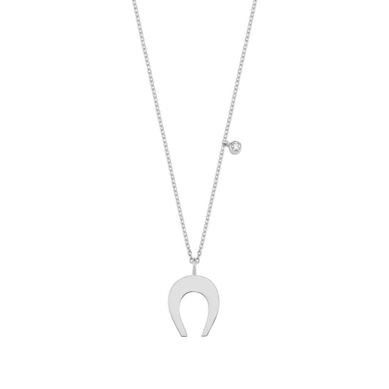 Minimal Diamond Horseshoe Pendant Necklace