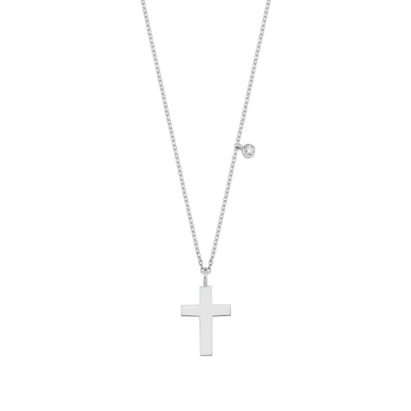 Minimal Diamond Cross Pendant Necklace