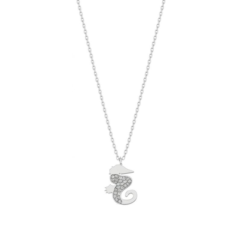 Pave Diamond Seahorse Pendant Necklace