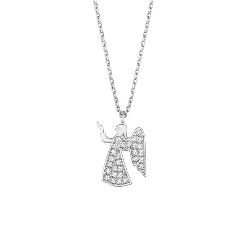 Pave Diamond Angel Pendant Necklace