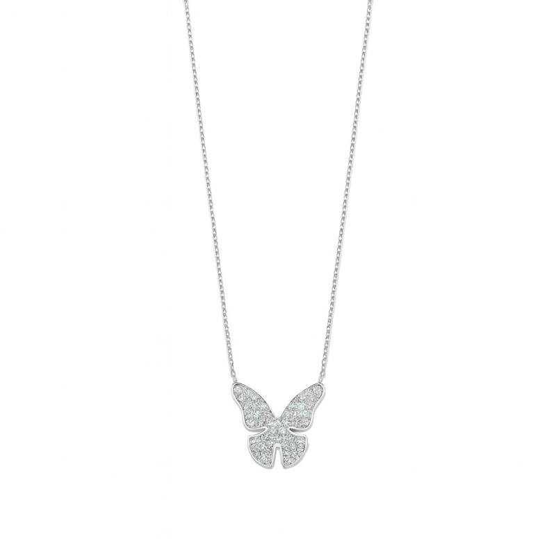 Diamond Butterfly Pendant Necklace