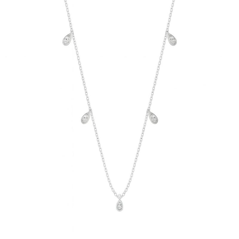 Dangling Teardrop Diamond Pendant Necklace