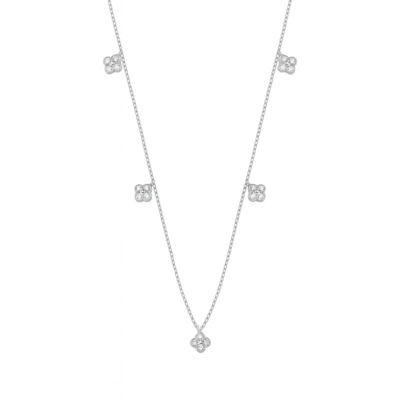 Dangling Clover Diamond Pendant Necklace