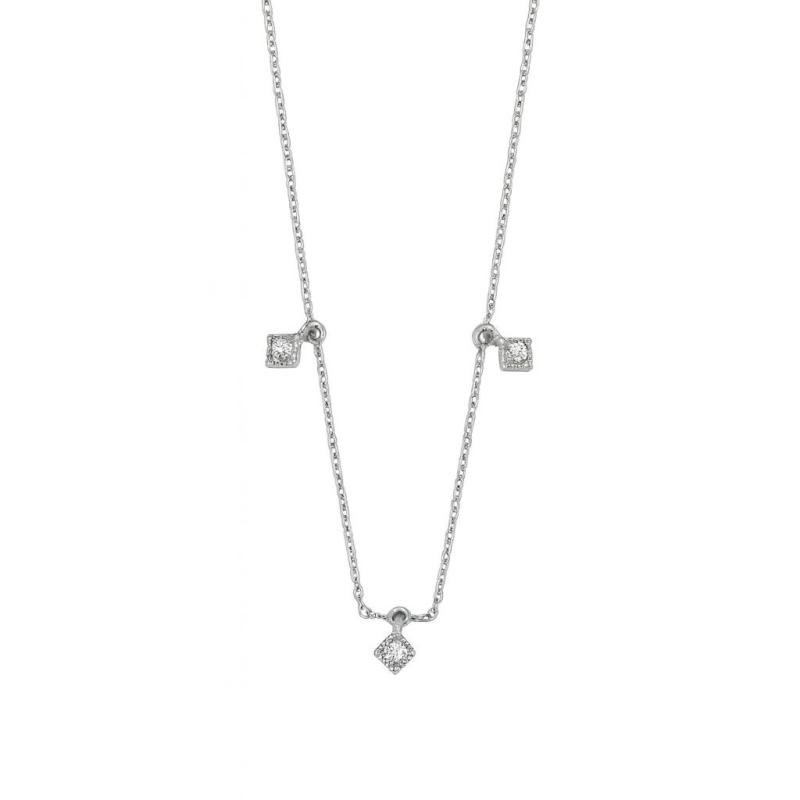 Dangling Three-Stone Diamond Pendant Necklace