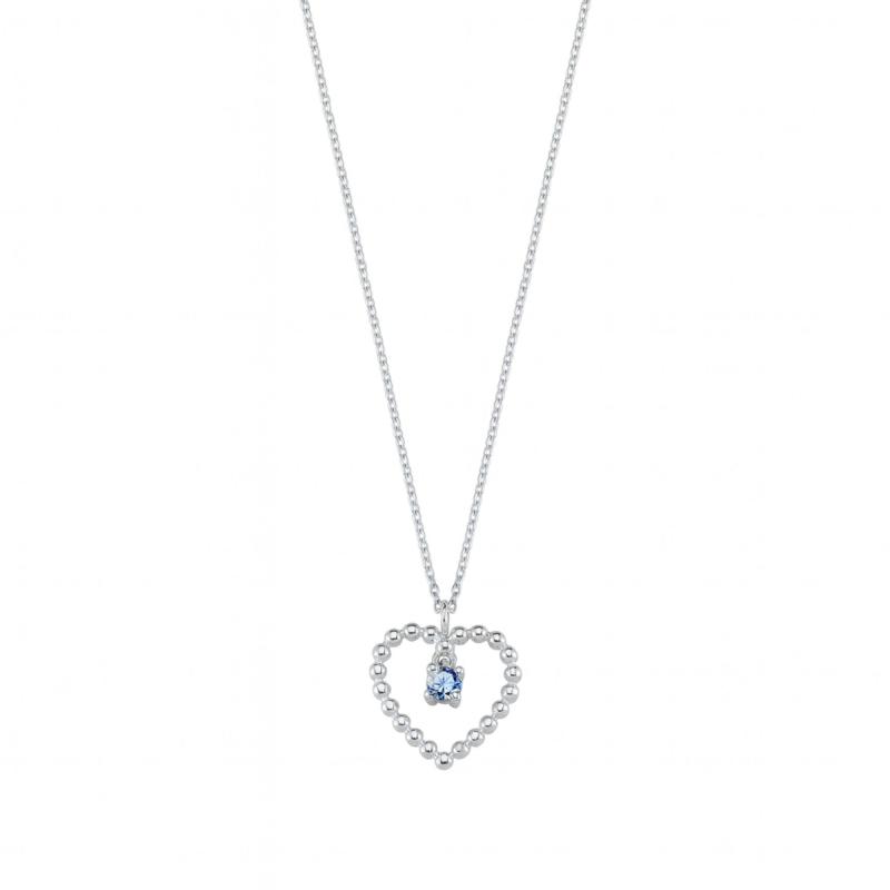 Blue Beaded Heart Necklace