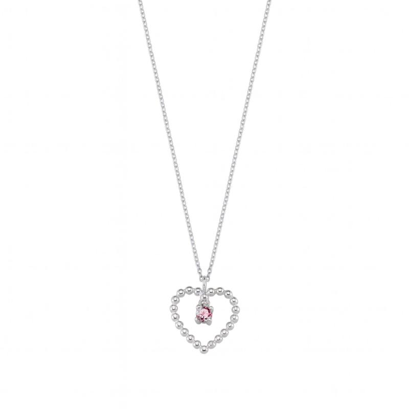 Pink Beaded Heart Necklace
