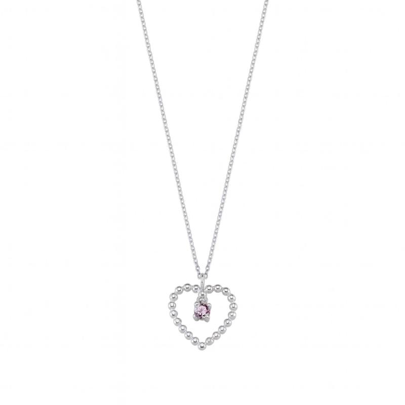 Purple Beaded Heart Necklace