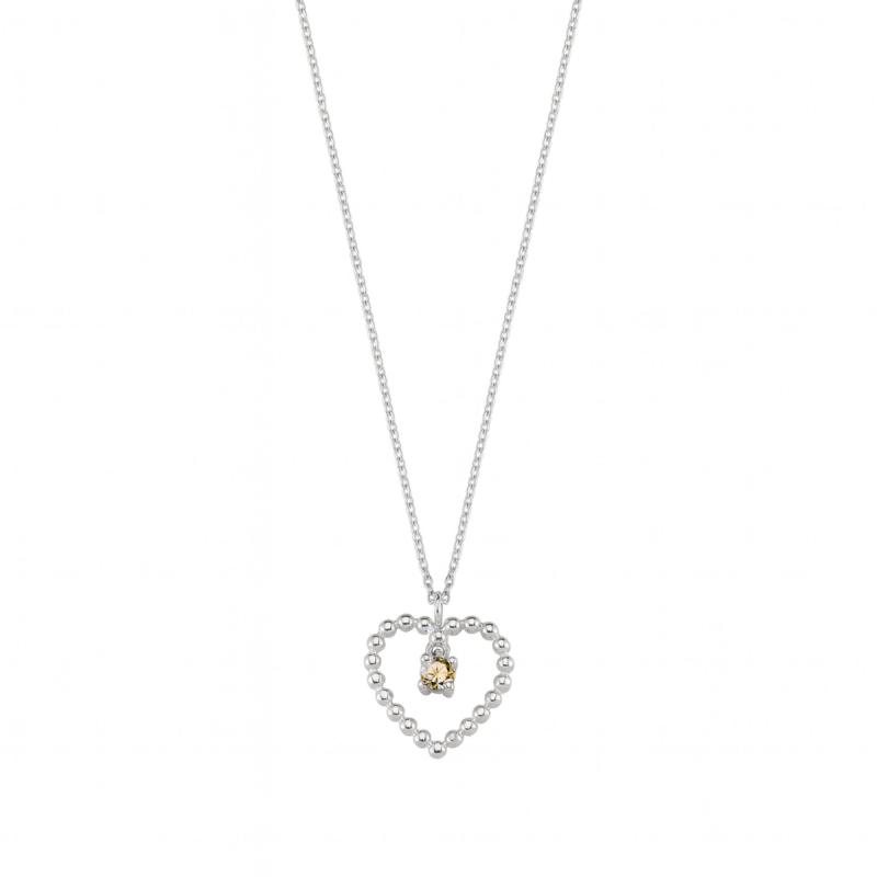 Yellow Beaded Heart Necklace