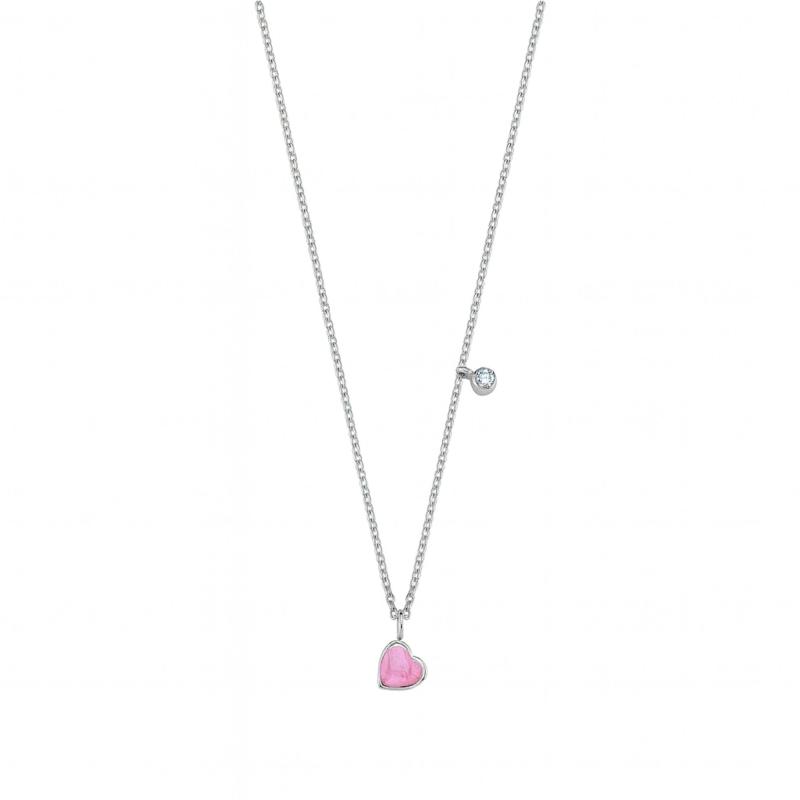 Pink Enamel Heart Necklace
