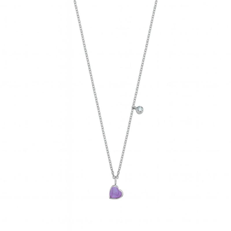 Purple Enamel Heart Necklace