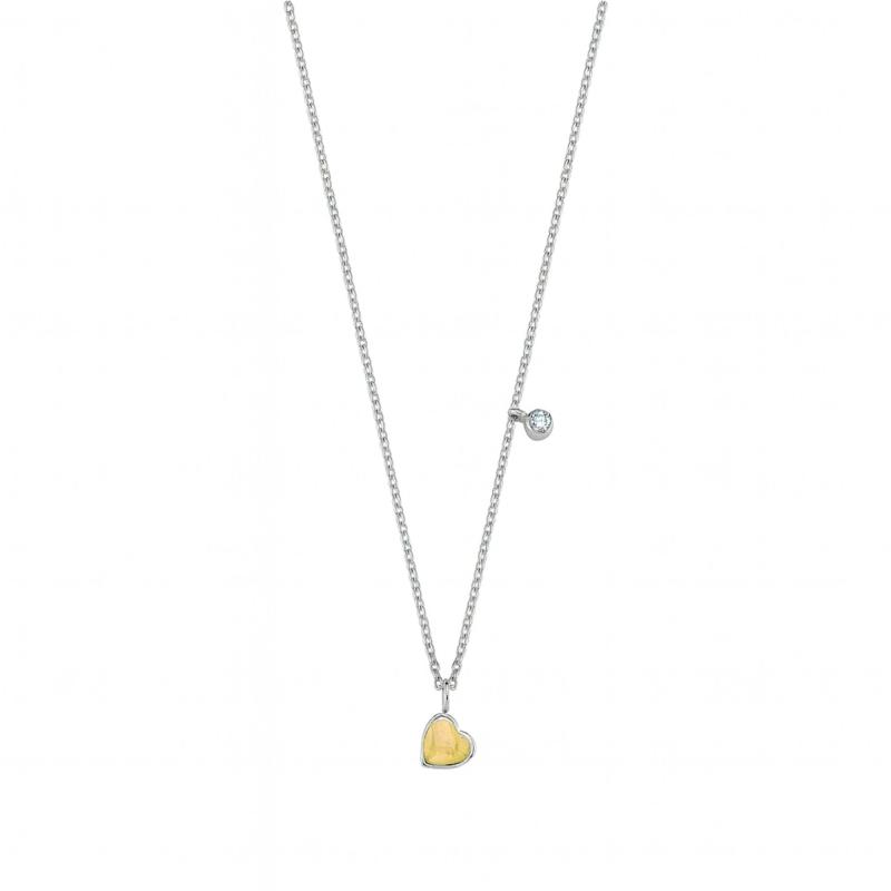 Yellow Enamel Heart Necklace