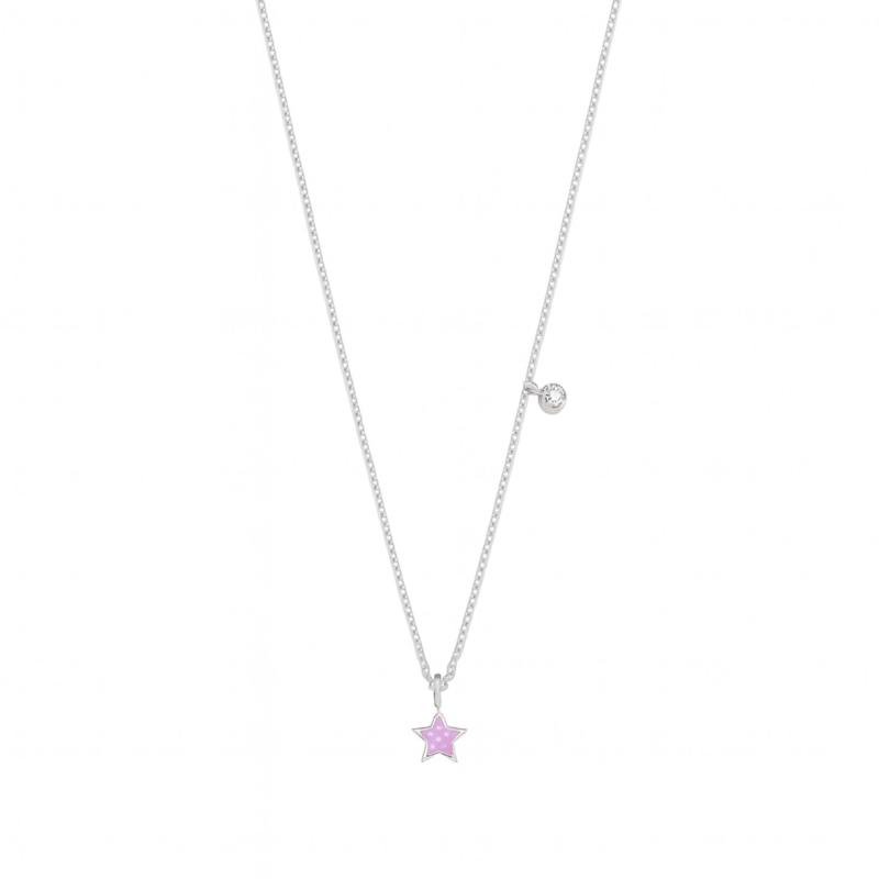 Pink Enamel Star Necklace