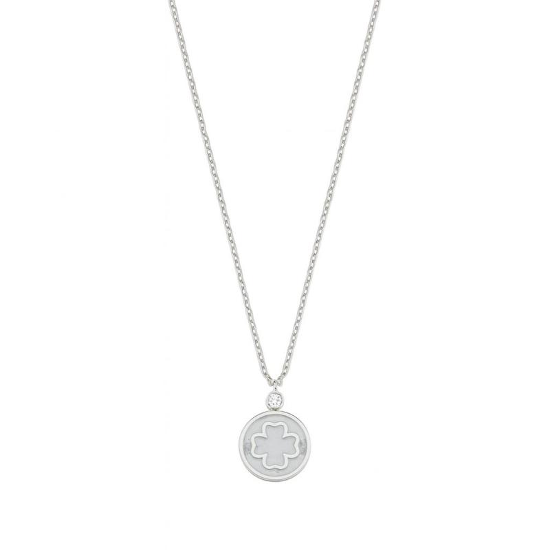 Diamond White Clover Pendant Necklace