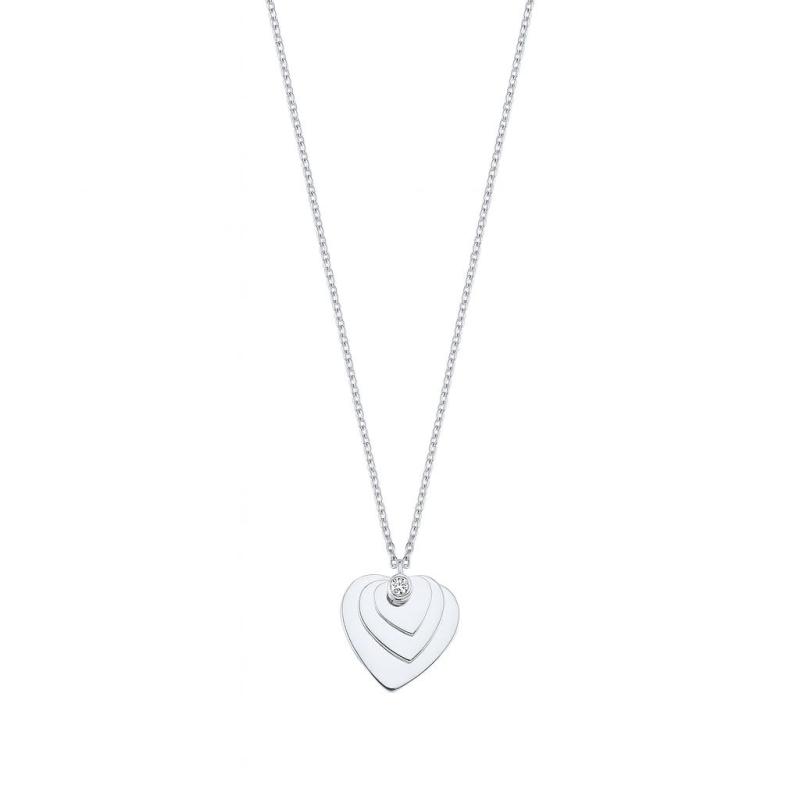 Diamond Heart Plate Pendant Necklace