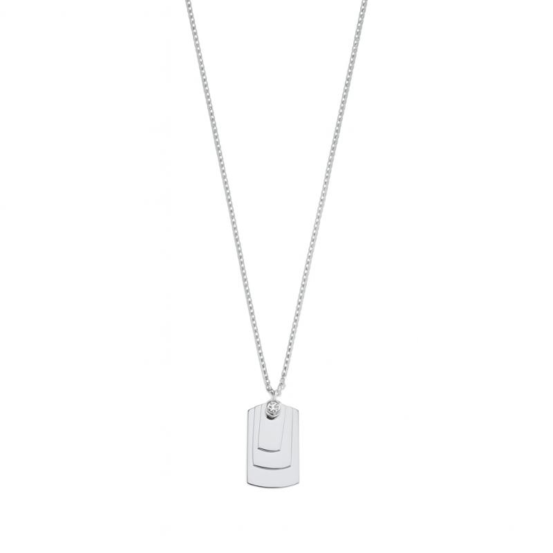 Diamond Stacked Tag Pendant Necklace