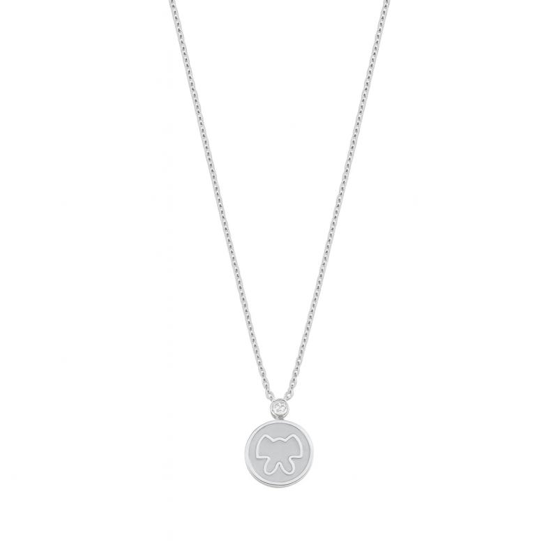 Diamond White Ribbon Pendant Necklace
