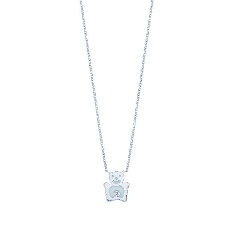Diamond White Teddy Bear Pendant Necklace