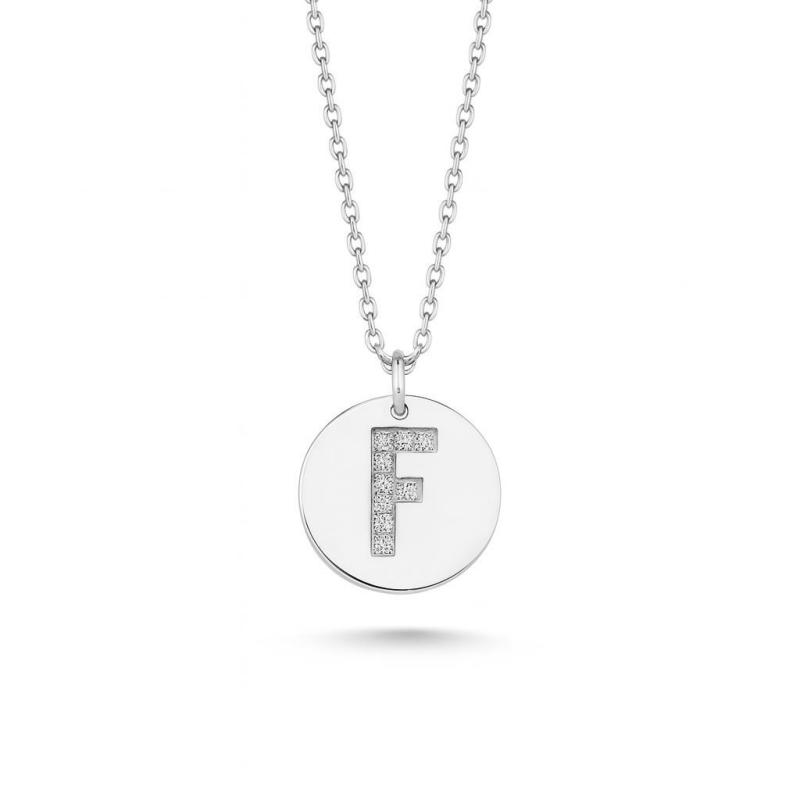 Diamond Letter "F" Pendant Necklace