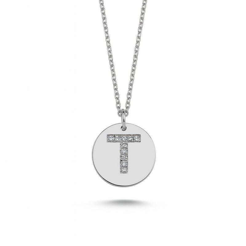 Diamond Letter "T" Pendant Necklace