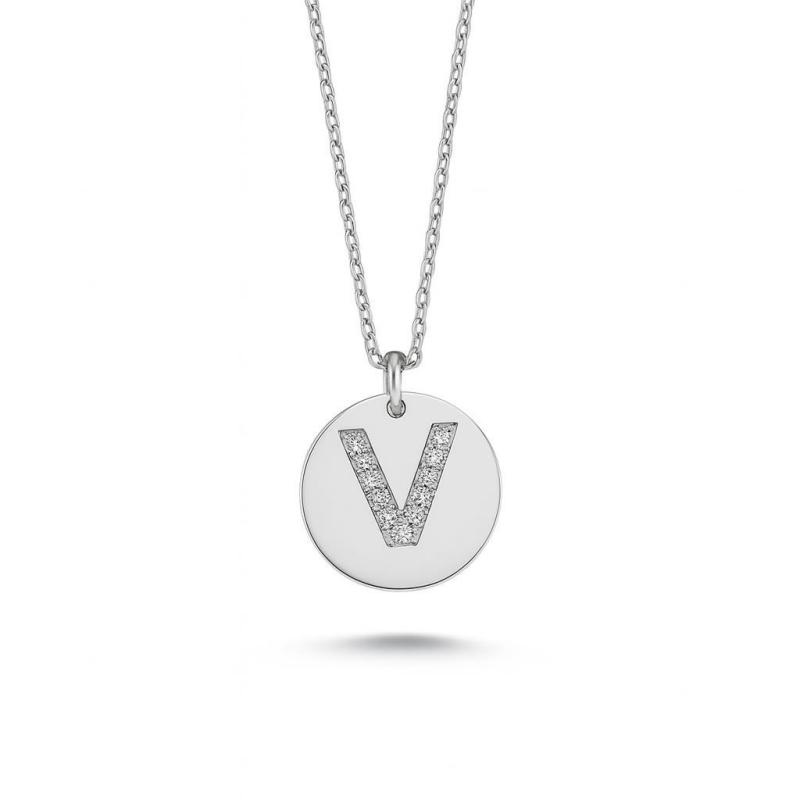 Diamond Letter "V" Pendant Necklace