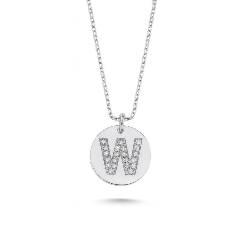 Diamond Letter "W" Pendant Necklace