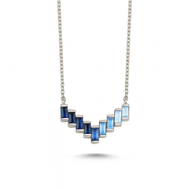 Blue Spectrum Baguette Necklace