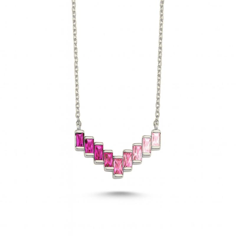 Pink Spectrum Baguette Necklace