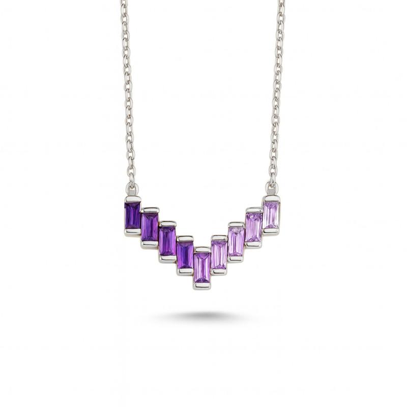 Purple Spectrum Baguette Necklace