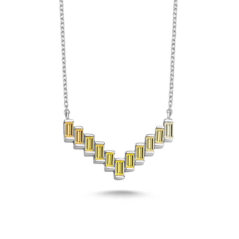 Yellow Spectrum Baguette Necklace