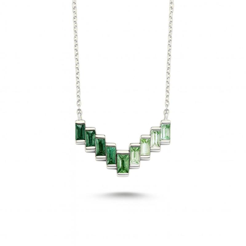 Green Spectrum Baguette Necklace
