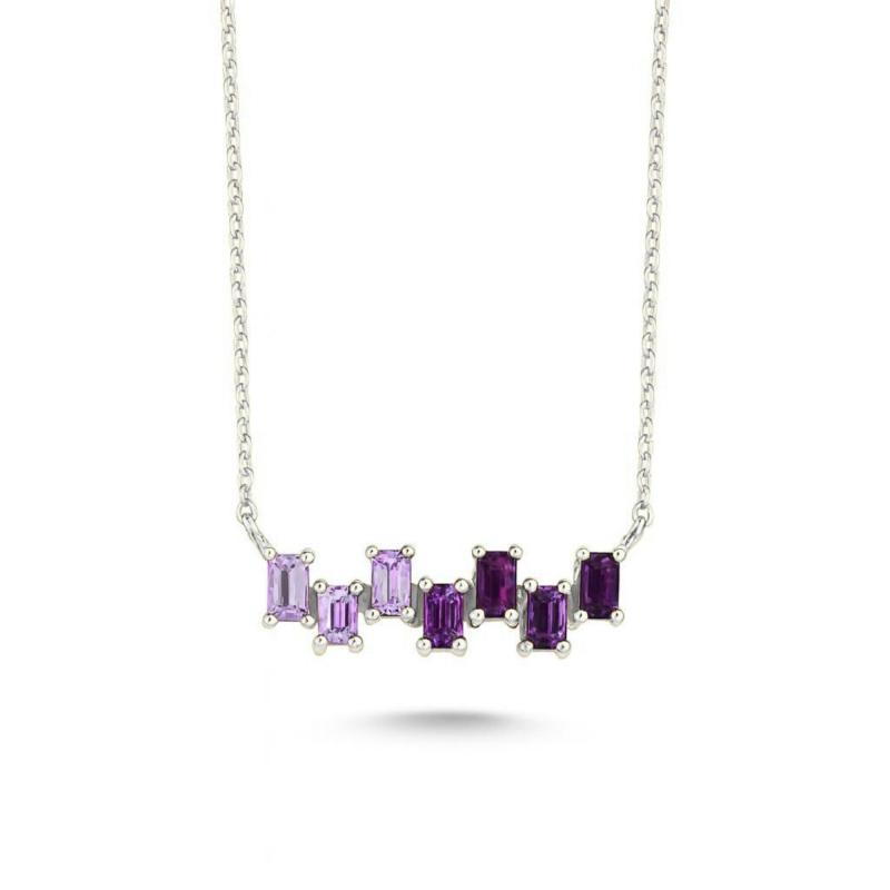 Purple Rhythm Baguette Necklace