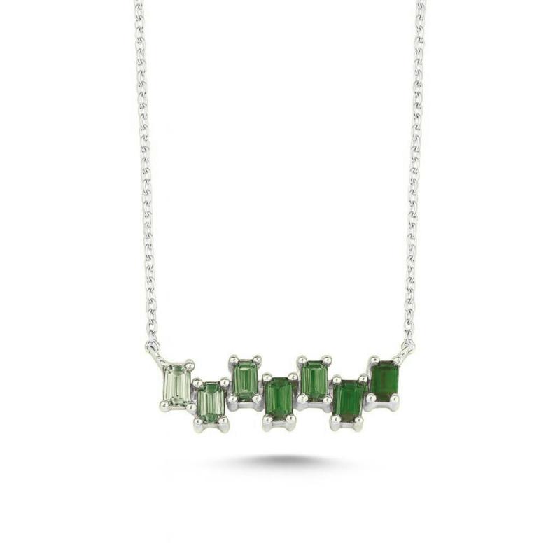 Green Rhythm Baguette Necklace