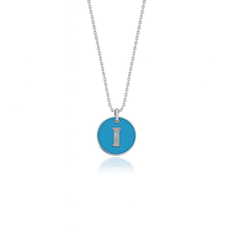 Diamond Letter "I" Enamel Necklace
