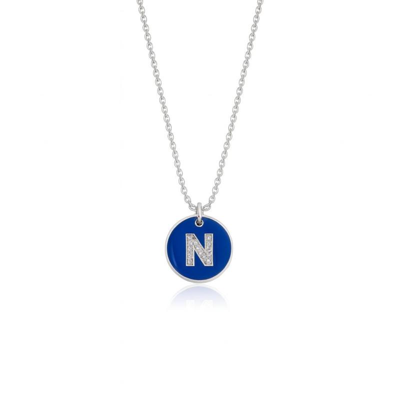 Diamond Letter "N" Enamel Necklace