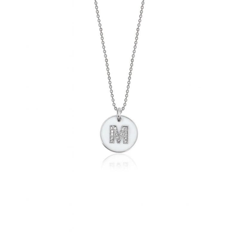 Diamond Letter "M" Enamel Necklace