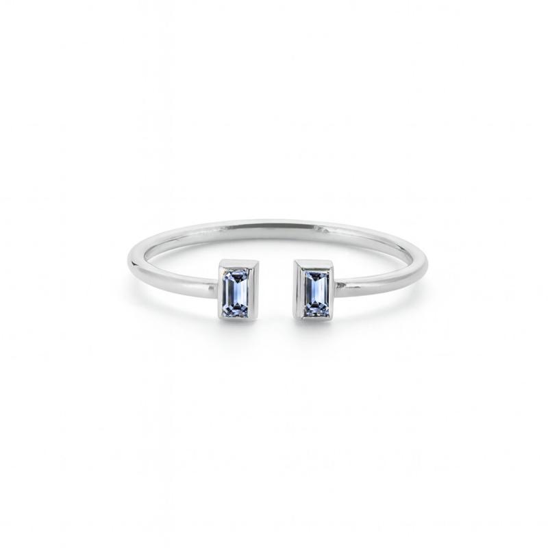 Blue Twin Baguette Ring