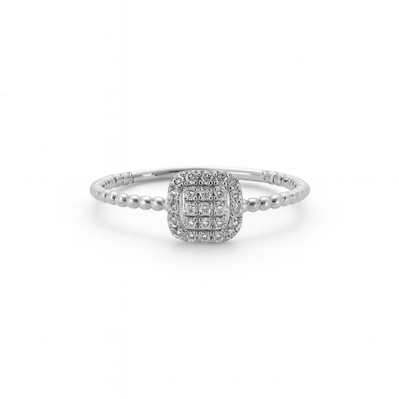 Pave Square Diamond Ring