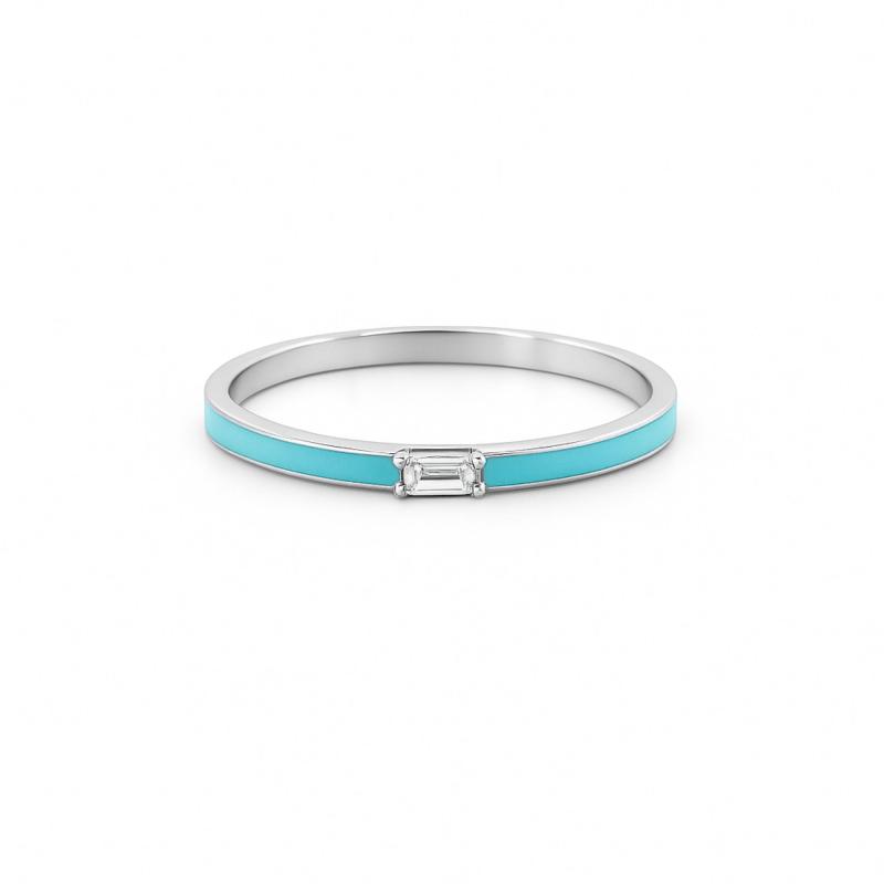 Blue Glow Baguette Ring