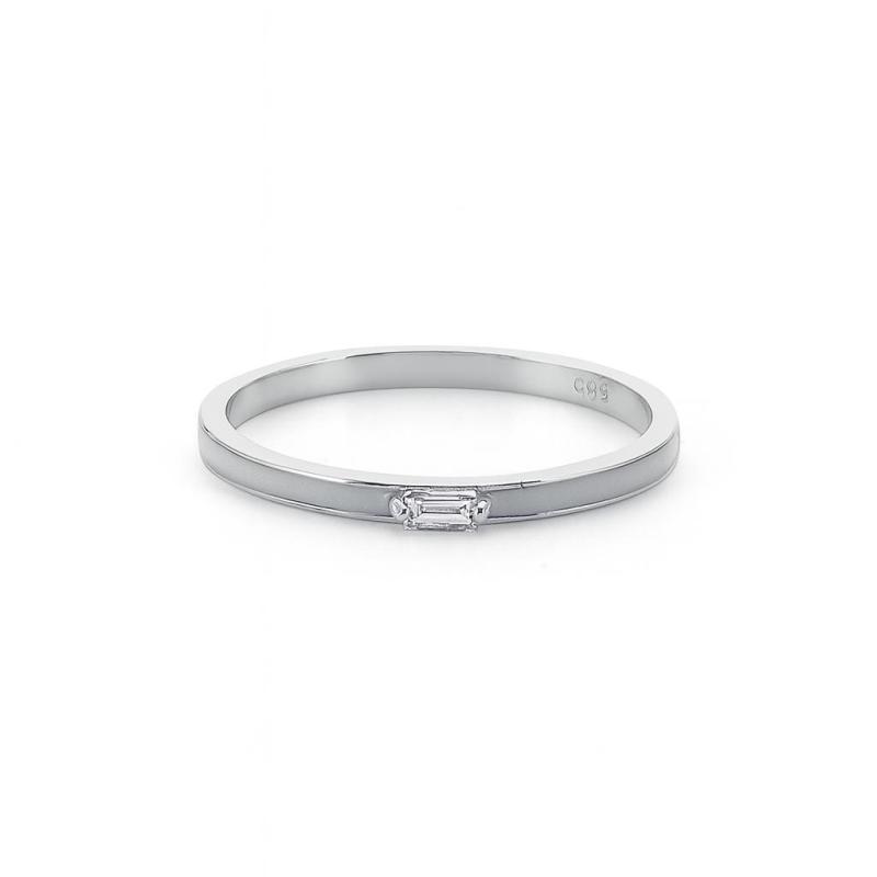 Baguette Diamond Frost Enamel Ring